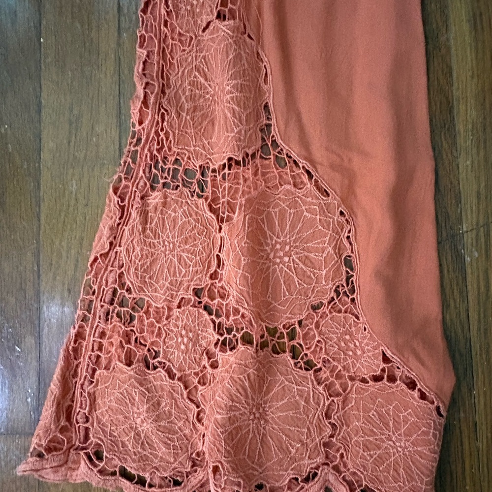Cleobella Dusty Rose Crochet bell bottom Pants XS